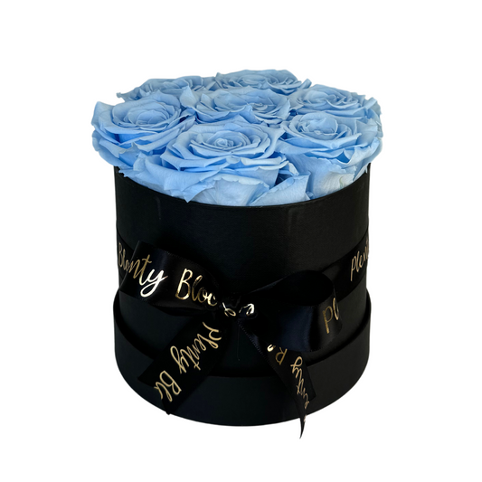 Light Blue Petite Preserved Roses Box